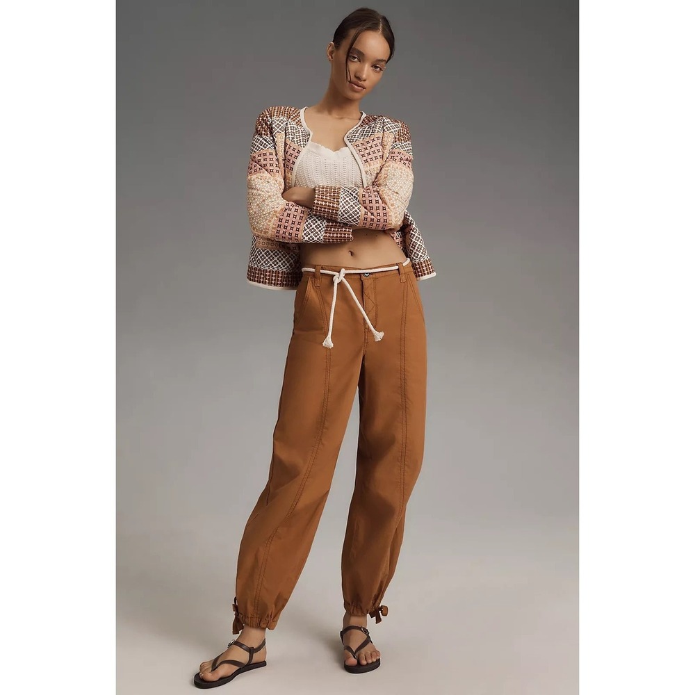 Anthropologie Pilcro Tactical Utility Pants Joggers Ankle Tie Rust Women's M